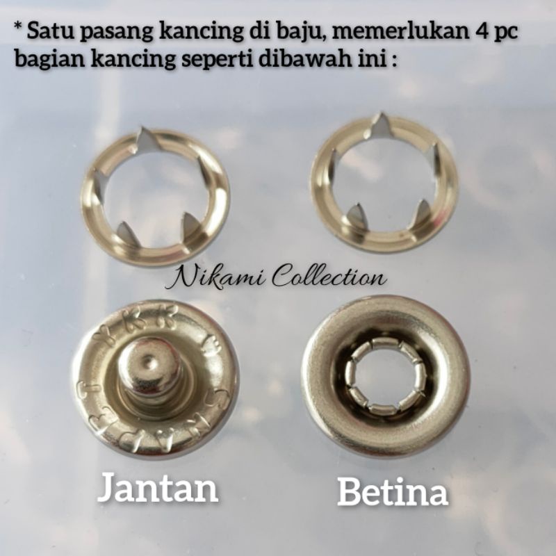 10mm YKK Kancing Cucuk | Open Ring Snap Buttons - 100 sets