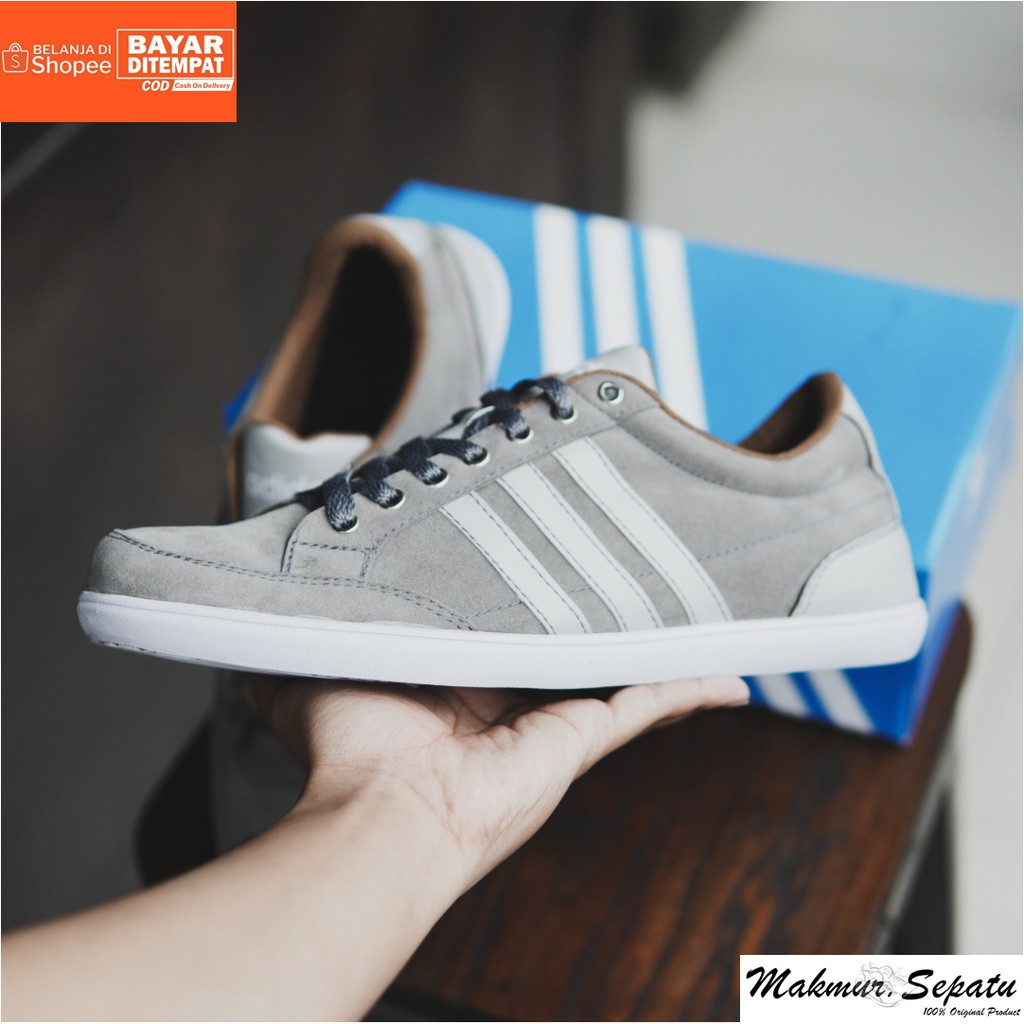 Sepatu Adidas Kapler Grey - Fashion Casual Sneakers Pria Bertali - Kuliah Hengout Keren Kekinian