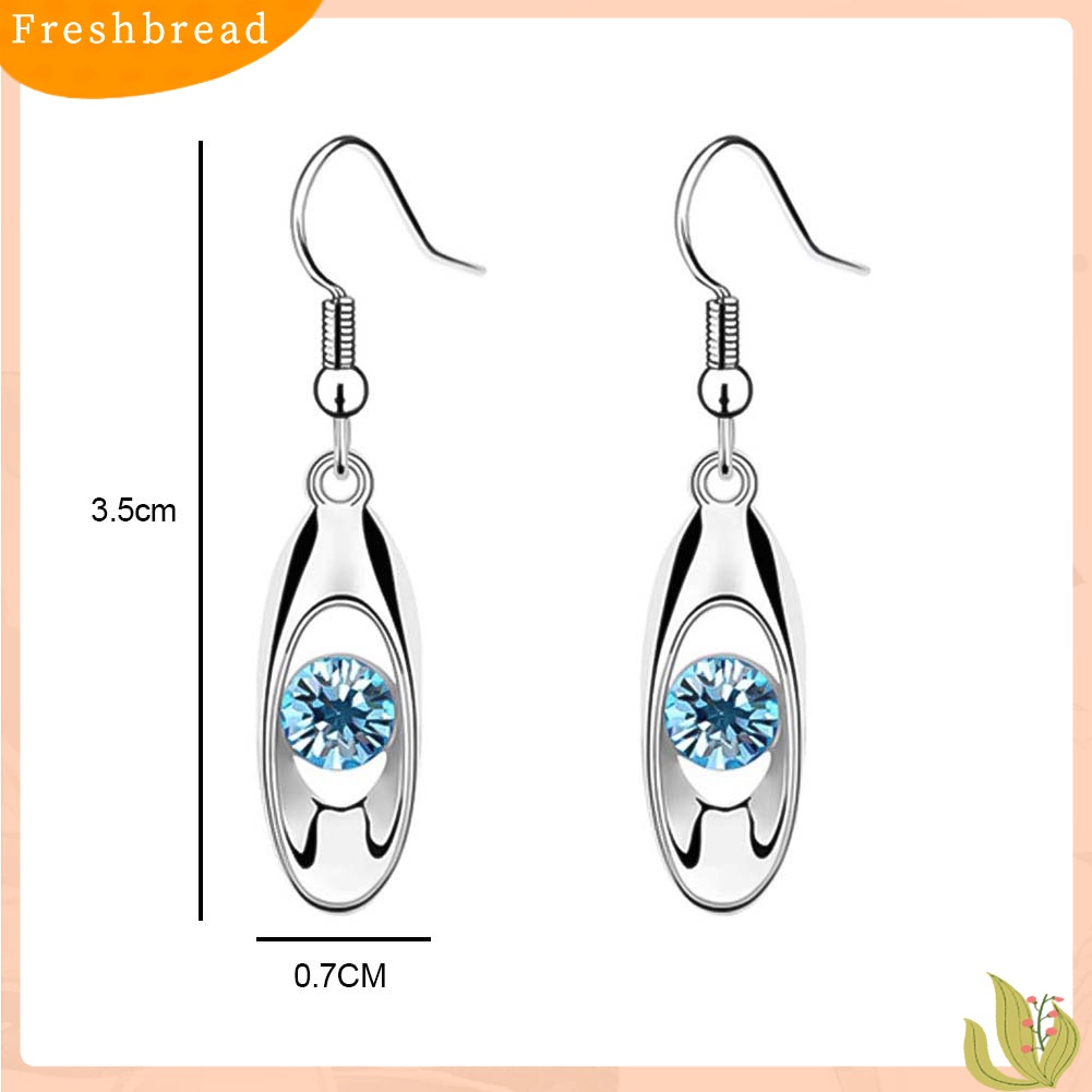 Terlaris Women Round Cut Rhinestone Inlaid Water Drop Dangle Hook Earrings Jewelry Gift