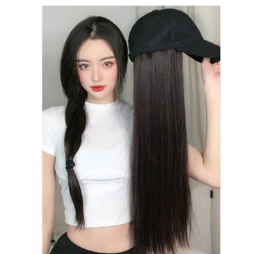 Topi Wig Rambut Lurus Model Topi Baseball