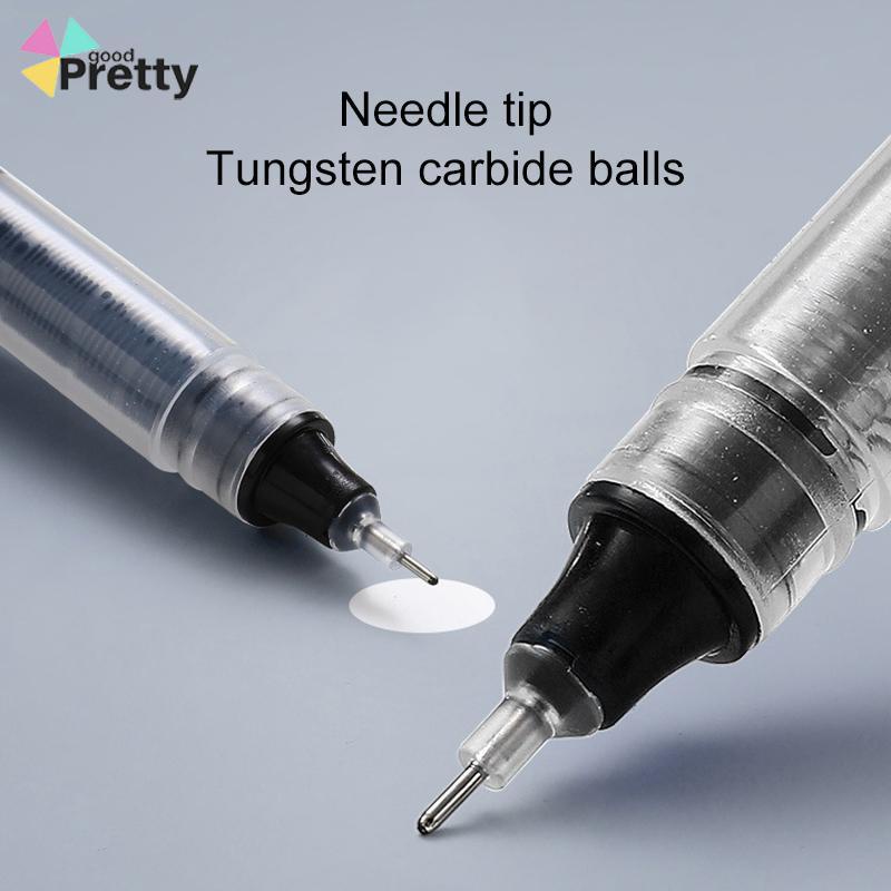 0.5mm Tip Lurus Cair Roller Ball Pen Kantor Tabung Jarum Penuh Siswa Ujian Gel Pena - PD