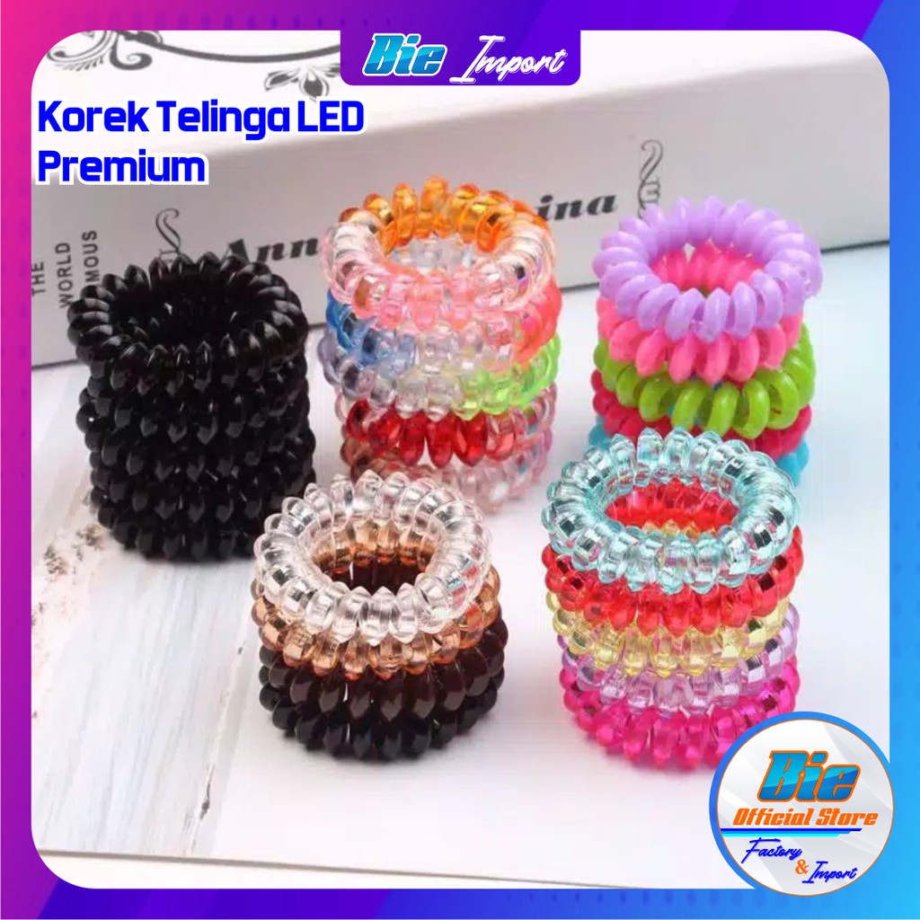 Ikat Rambut Spiral Motif &amp; Polos Korean Style Import Uk Besar