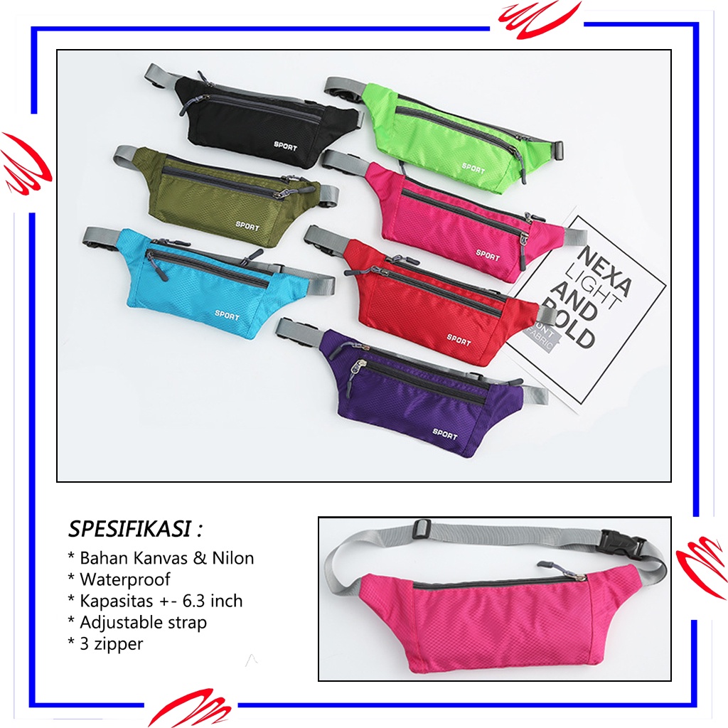 Tas selempang pria wanita, tas olahraga, tas pinggang olahraga waistbag