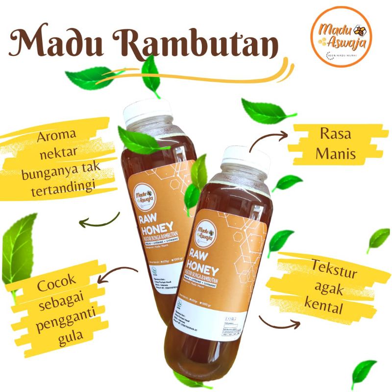 

MADU ASWAJA Madu Asli Murni Raw Honey Nektar Rambutan 650gram