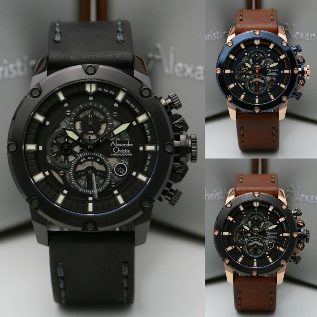 Alexandre Christie Pria AC 6564 MC AC6564 AC 6564 Original Leather Strap & Garansi Resmi 1 Tahun