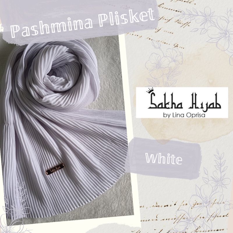 PASHMINA PLISKET FULL Pleated Shawl Ceruty Babydoll Putih (free bros dagu)