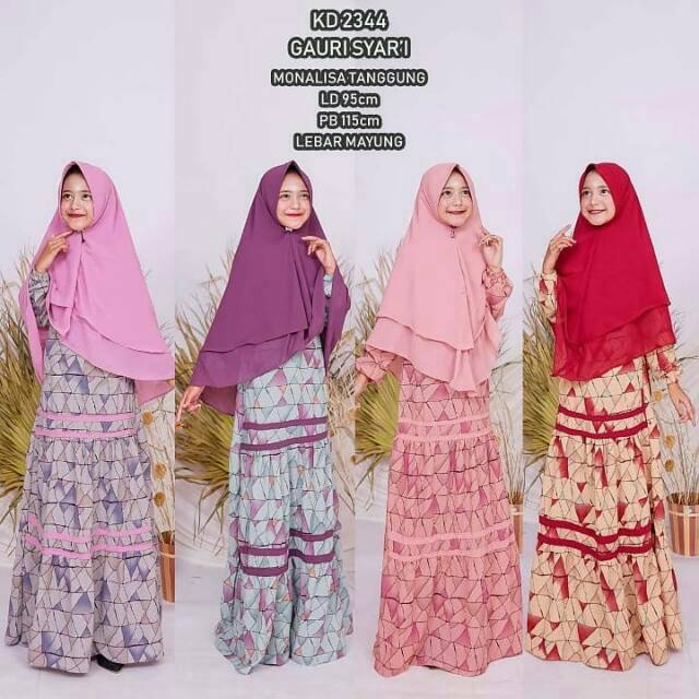gamis anak tanggung/gamis syar'i anak tanggung motif/gamis anak tanggung set khimar