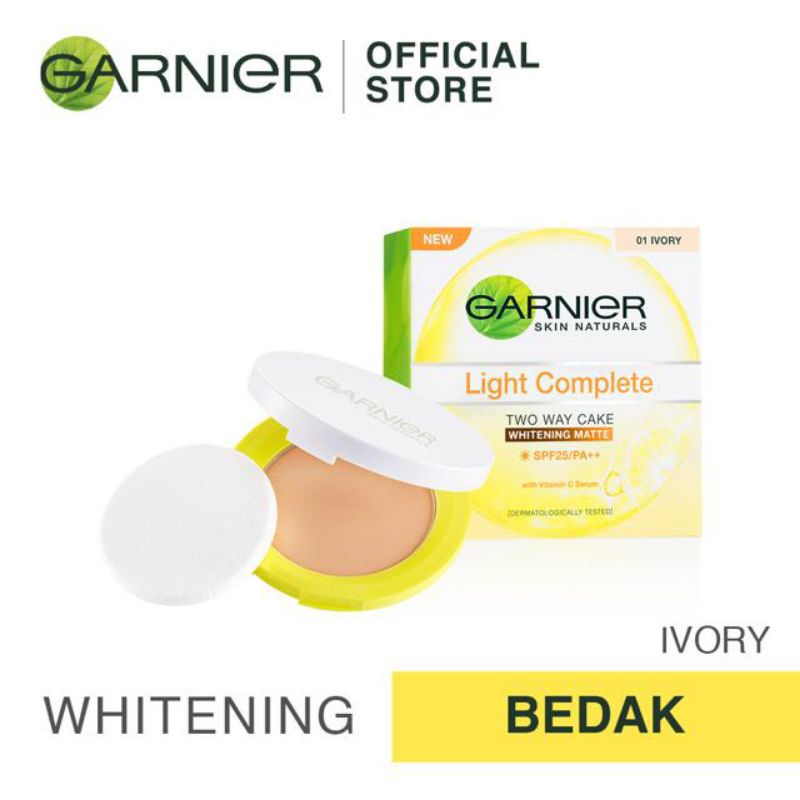 Garnier Light Complete Two Way Cake Foundation Whitening Matte Make Up Bedak Natural Ivory Sale Mura