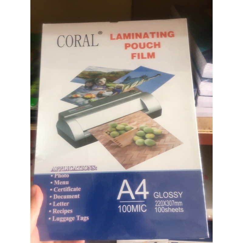 

laminating pouch film coral A4 100 lembar 220 x 307 mm