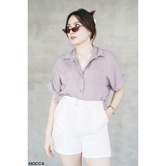 Luna Crop Shirt—kemeja crop—kemeja wanita—kemeja polos