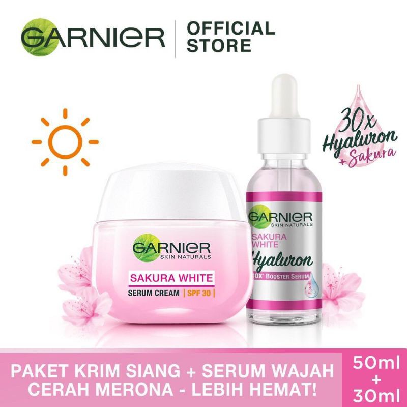 Garnier Sakura White Serum Day Cream 50 ml / 30x Hyaluron Booster Serum 30 ml