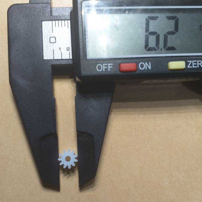 

Gear 11T Mod 0.5 ID 2mm OD 6.2mm T 4.7mm