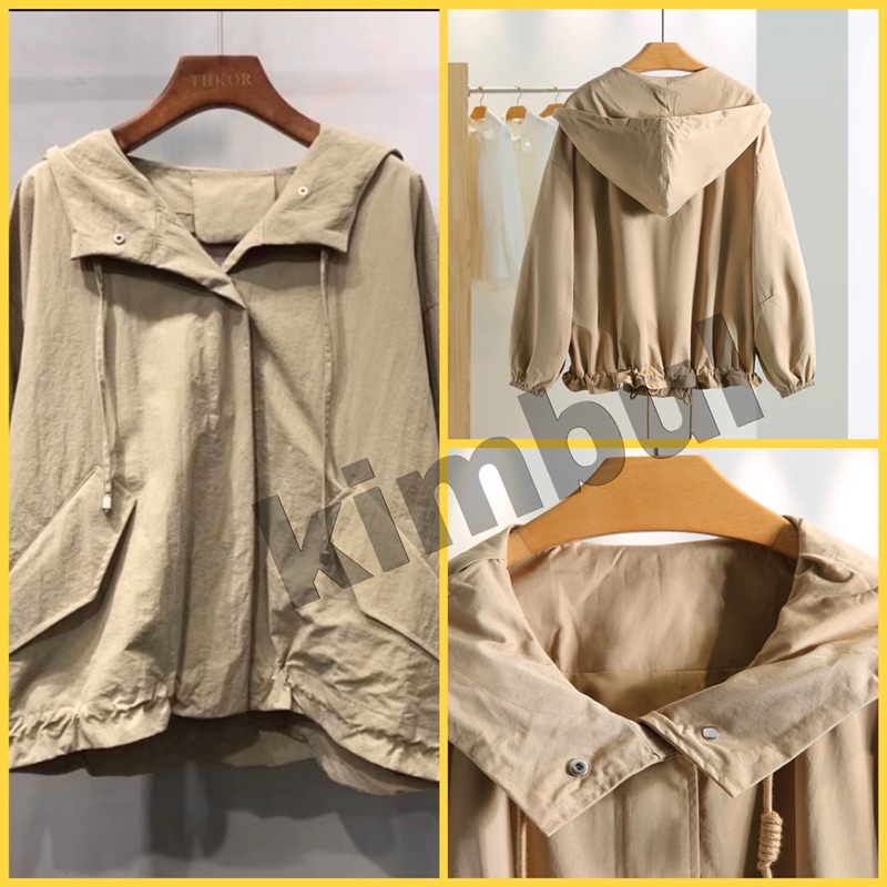 3 warna Gu dune hoodie snap button jaket