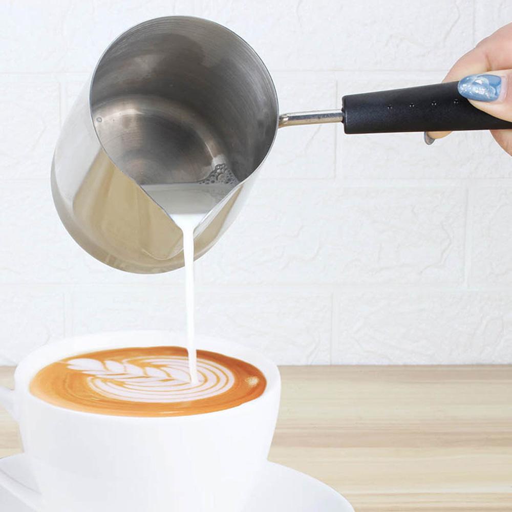 [Elegan] Wax Melting Pot Stainless Steel Gagang Panjang Tarik Bunga Susu Kopi Toroid Pitcher