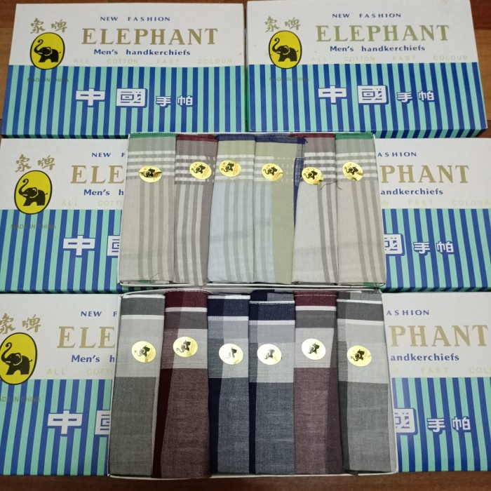 Sapu Tangan Pria merk Gajah / Elephant isi 6pcs