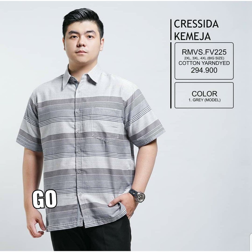 gof CRESSIDA KEMEJA PRIA JUMBO Kemeja Casual Kemeja Lengan Pendek