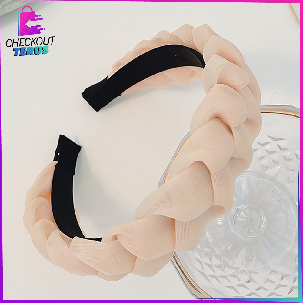 CT C530 Bando Kepang Wanita Scrunchie Headband Kepang Jalin Besar Ala Korea Aksesoris Rambut Wanita Bando Bandana