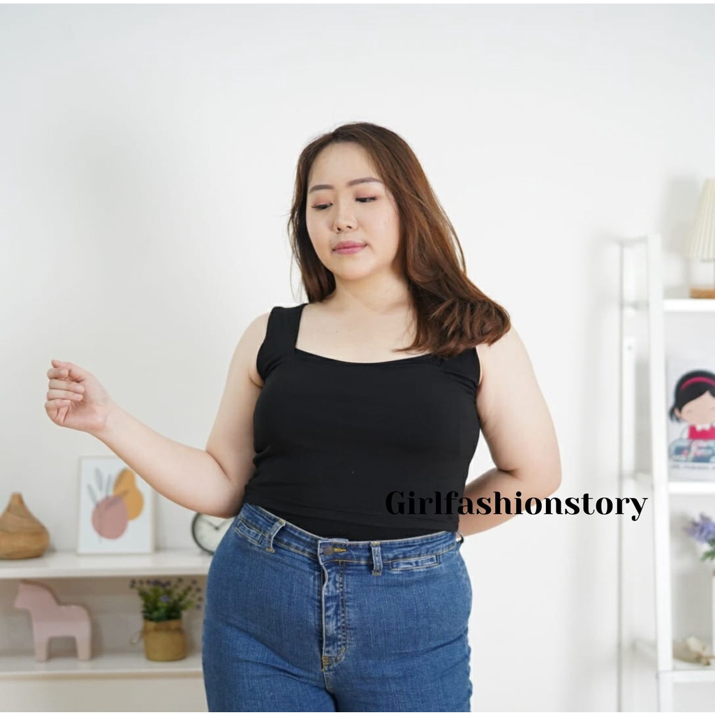 BEFAST - ZFS OOTD Wanita Tanktop IVANA / [PLUS SIZE] SQUARE TANKTOP / Tanktop Jumbo Kasual / Tanktop Daleman Wanita / Atasan Pakain Wanita Sexy / Tanktop Polos / Termurah / Terlaris