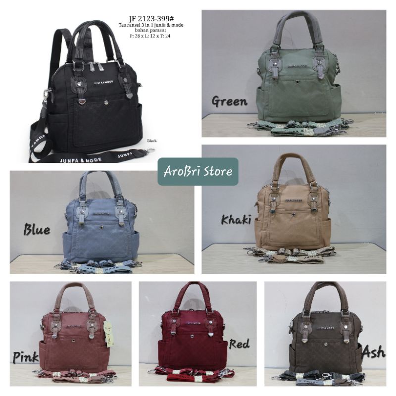 Tas ransel 3in1 merk junfa & mode JF 2123 - 399 bahan parasut bermotif