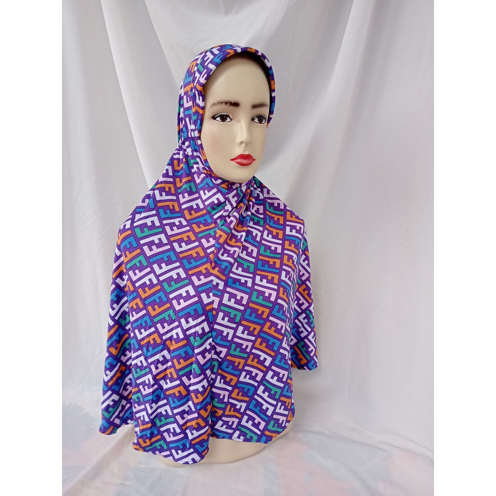 Kerudung bergo hijab jilbab instan XL serut jokowi pet motif