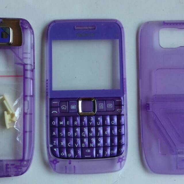 Casing nokia e63 ungu transparan fullset