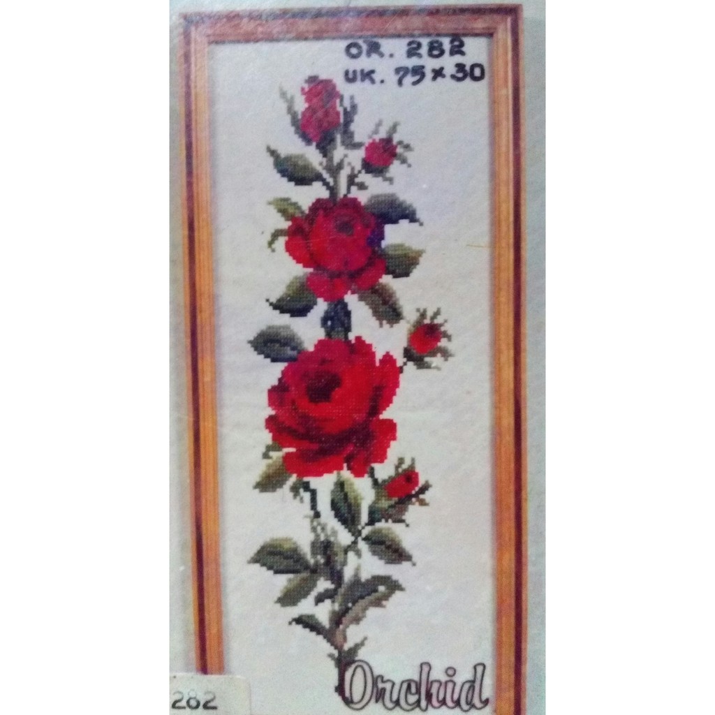 KRUISSTEEK KRISTIK ORCHID MOTIF BUNGA OR 282