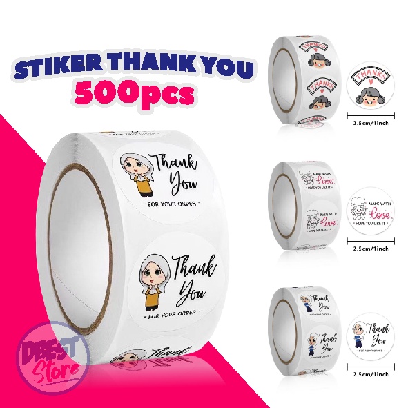 (READY COD) Sticker Thankyou 1Roll (500Pcs) Label Segel Order Packing