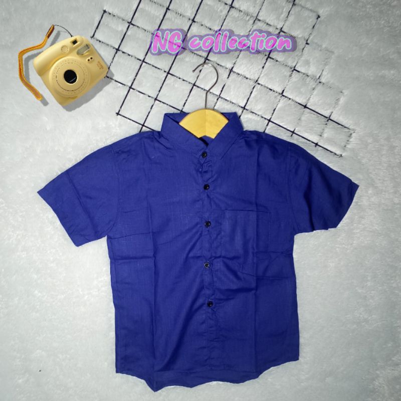 NAGHAI-Kemeja Pendek Anak Laki-Laki Kemeja Pendek Polos Anak Umur 1-10Tahun Kemeja Pendek Anak Bahan Cutton Warna Polos