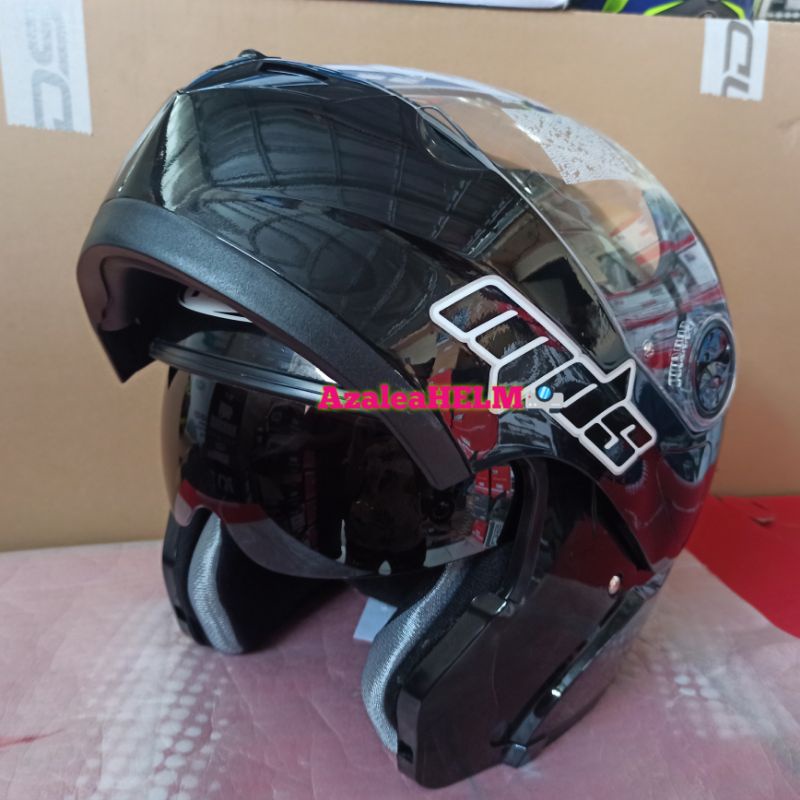 helm MDS Pro Rider Modular solid Black Hitam