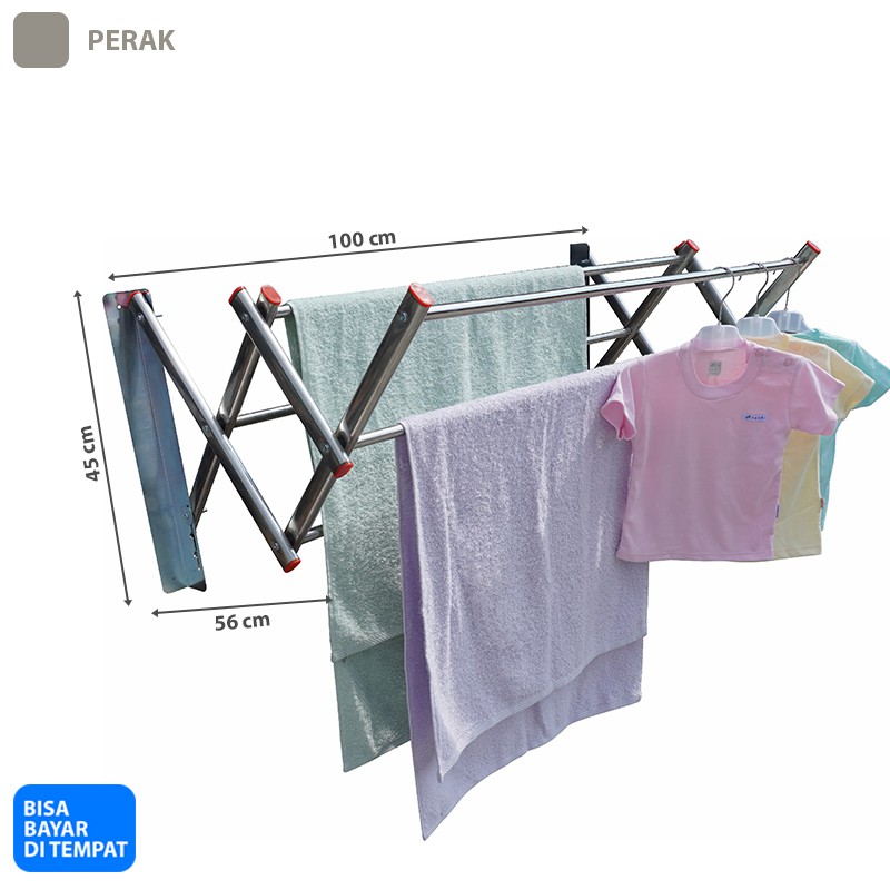 Drying Rack Jemuran Dinding Lipat Besar Full Stainless Steel 5 Palang Anti Karat Super Murah