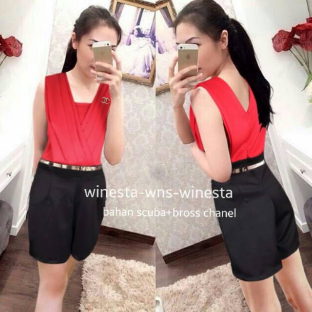 Jumpsuit wanita scuba/jumpsuit summer girly Jeslin