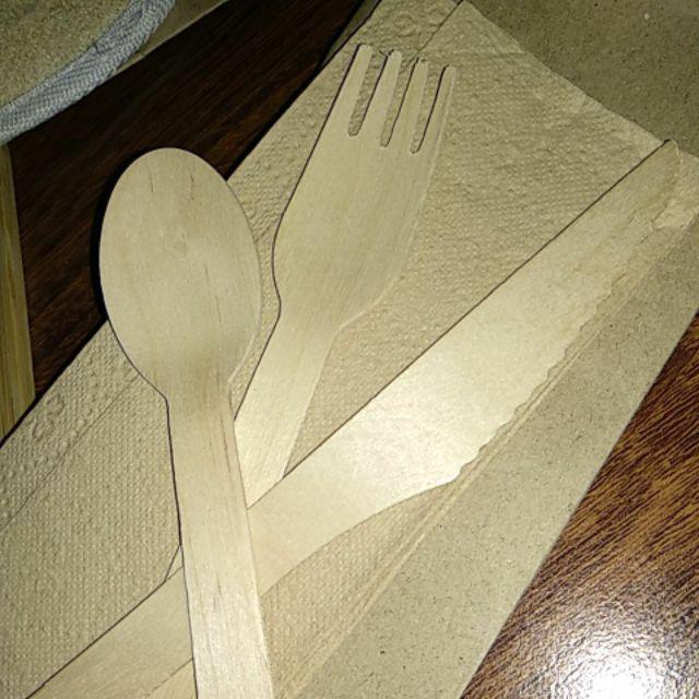 Garudabali Unbleached Tissue Napkin Paper Towel Tisu Coklat Sendok Garpu Pisau Kayu Ramah Lingkungan