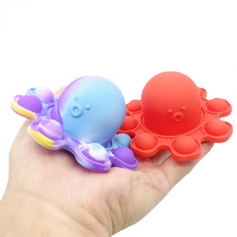 Fidget Toys Both Sides Turn Over Octopus Flip Toy Silicone Push Bubble Pop It Gadget Animal Keychain Figet Simple Dimple