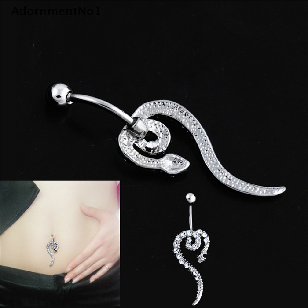 (AdornmentNo1) Anting Tindik Perut / Pusar Model Ular Warna Silver Untuk Wanita