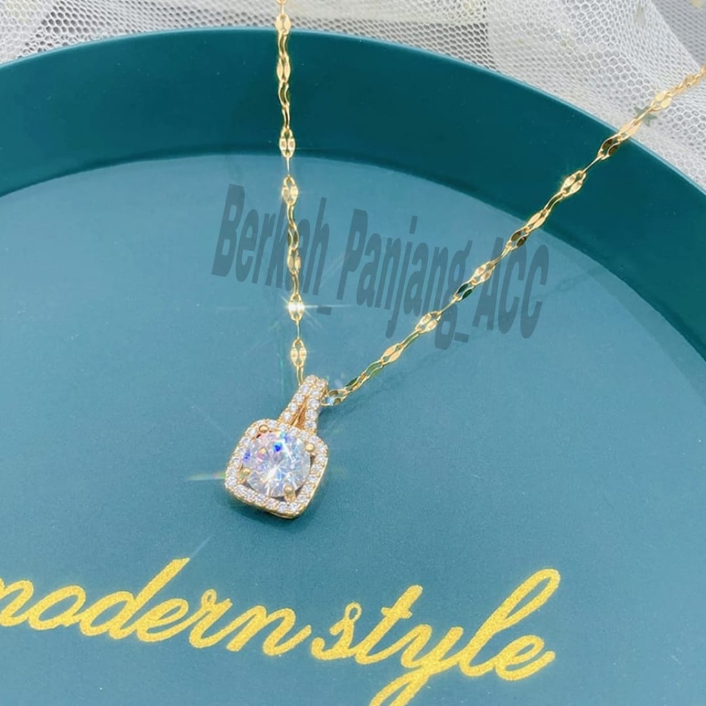 Kalung KOTAK FULL PERMATA ZIRCON Perhiasan super berkelas fashion korea anti karat dan anti luntur ini