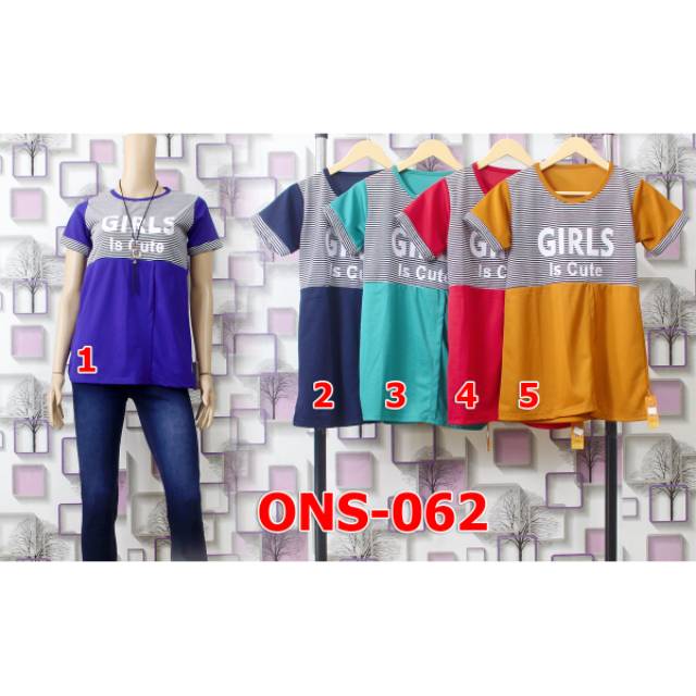 Kaos Atasan Wanita Waffle 2 Tone Girls Is Cute