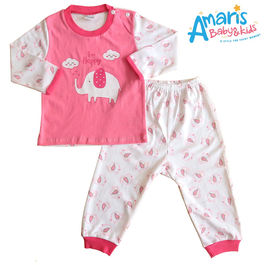 

Amaris Setelan Panjang Oblong Baby Motif Gajah Salur