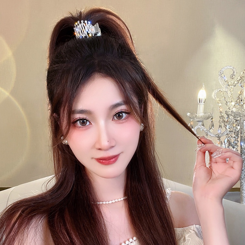 Bulat glitter Berlian Mutiara Telinga Kelinci Jepit Rambut ponytail Tetap grab clip Wanita Korea Hiasan Rambut