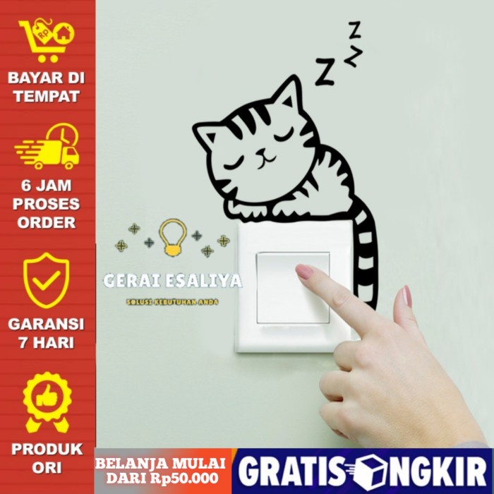 Sticker Wallpaper Dinding Love Cat &amp; Dog - Kucing