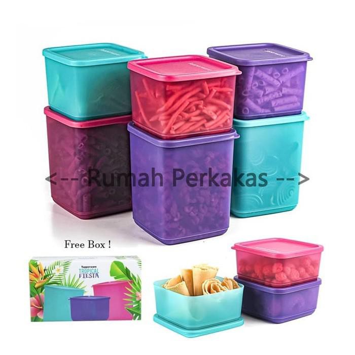 (TAPERWER ORIGINAL 100%) Tupperware Tropical Fiesta dengan Box 6pcs FREE 3PCS summer TERMURAH