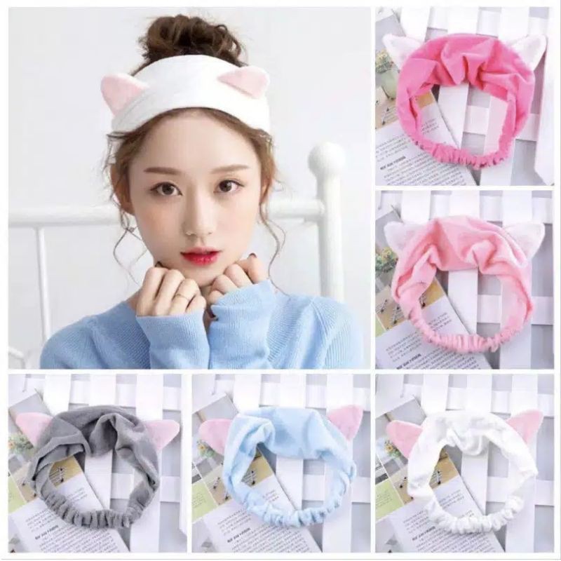 Bando Kucing Bandana Bludru Masker Mandi Cuci Handuk Headband Hat Cat Bando Mandi