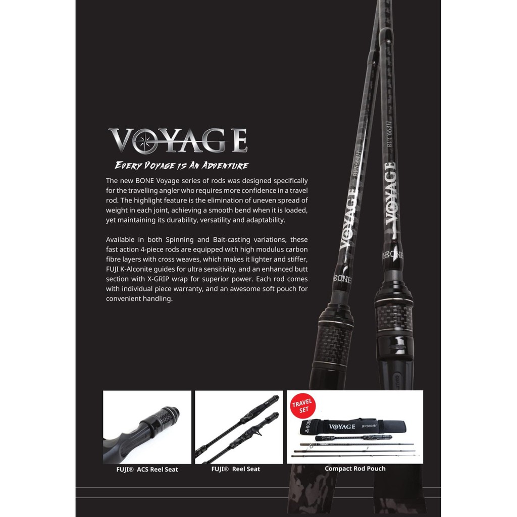 Joran Bone VOYAGE Baitcasting Travel Rod BVC704XXH - PE 2-4 (4 Section)