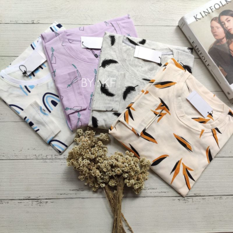 Kaos lengan panjang remaja katun murah motif