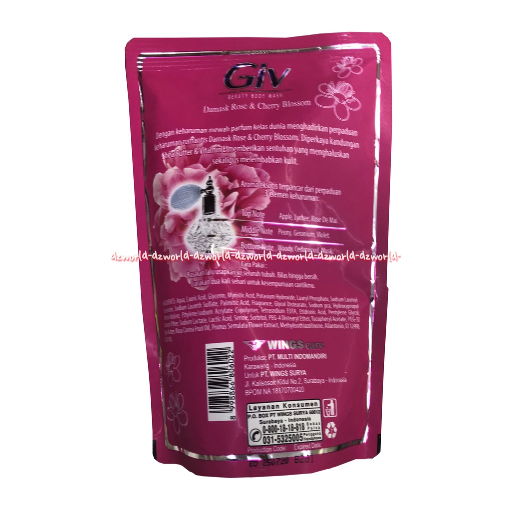 Giv Damask Rose &amp; Cherry Blossom Body Wash Sabun Cair 450ml