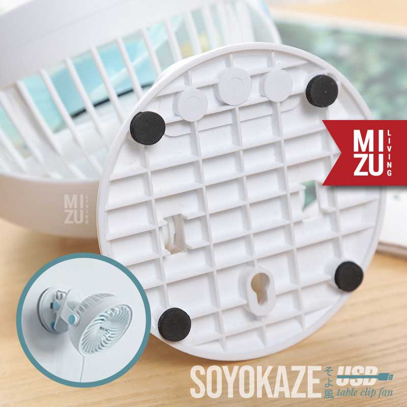 MIZU SOYOKAZE Table Clip Fan USB Kipas Angin Meja Jepit Gantung USB Rechargeable Kipas Portable Adem