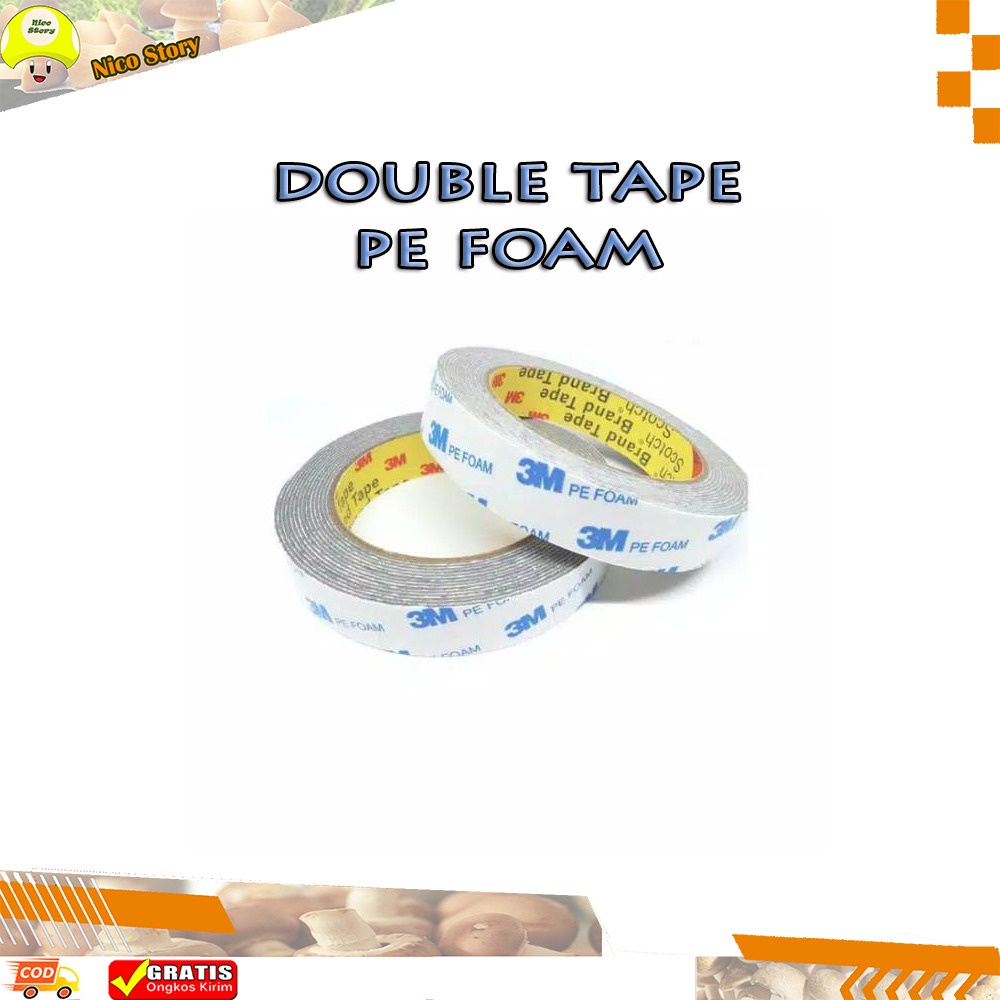 (NCS) Double Tape 3M Pe Foam / Solasi Bolak Balik BB Busa 23 mm X 4.5 M sangat lengket