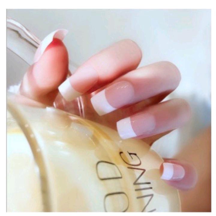 24pcs KUKU PALSU FRENCH MANICURE WHITE FAKE NAILS LIST PUTIH KUKU PALSU KOTAK OVAL ALMOND KUKU PALSU