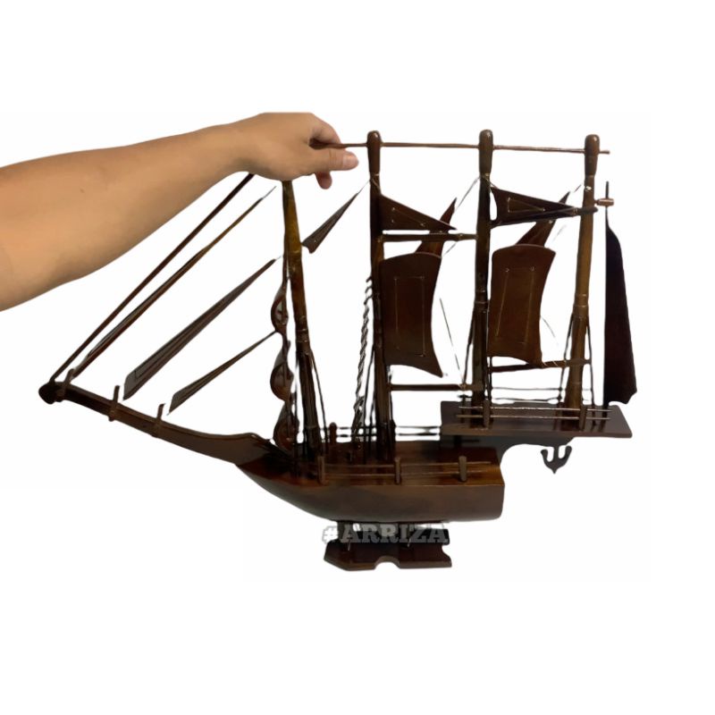 KAPAL MINIATUR / KAPAL HIASAN MEJA / KAPAL HIAS / KAPAL KAYU JATI / FORNITURE KAPAL / DEKORASI KAPAL / KAPAL KAYU JATI ASLI Ukuran Besar