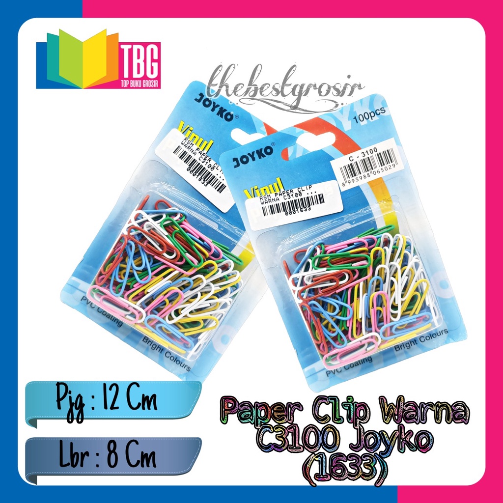 

1 BLISTER (100 PCS) PAPER CLIP WARNA C3100 JOYKO/ PAPER CLIP/ CLIP KERTAS/ PENJEPIT KERTAS/ JEPIT KERTAS (R-1633)