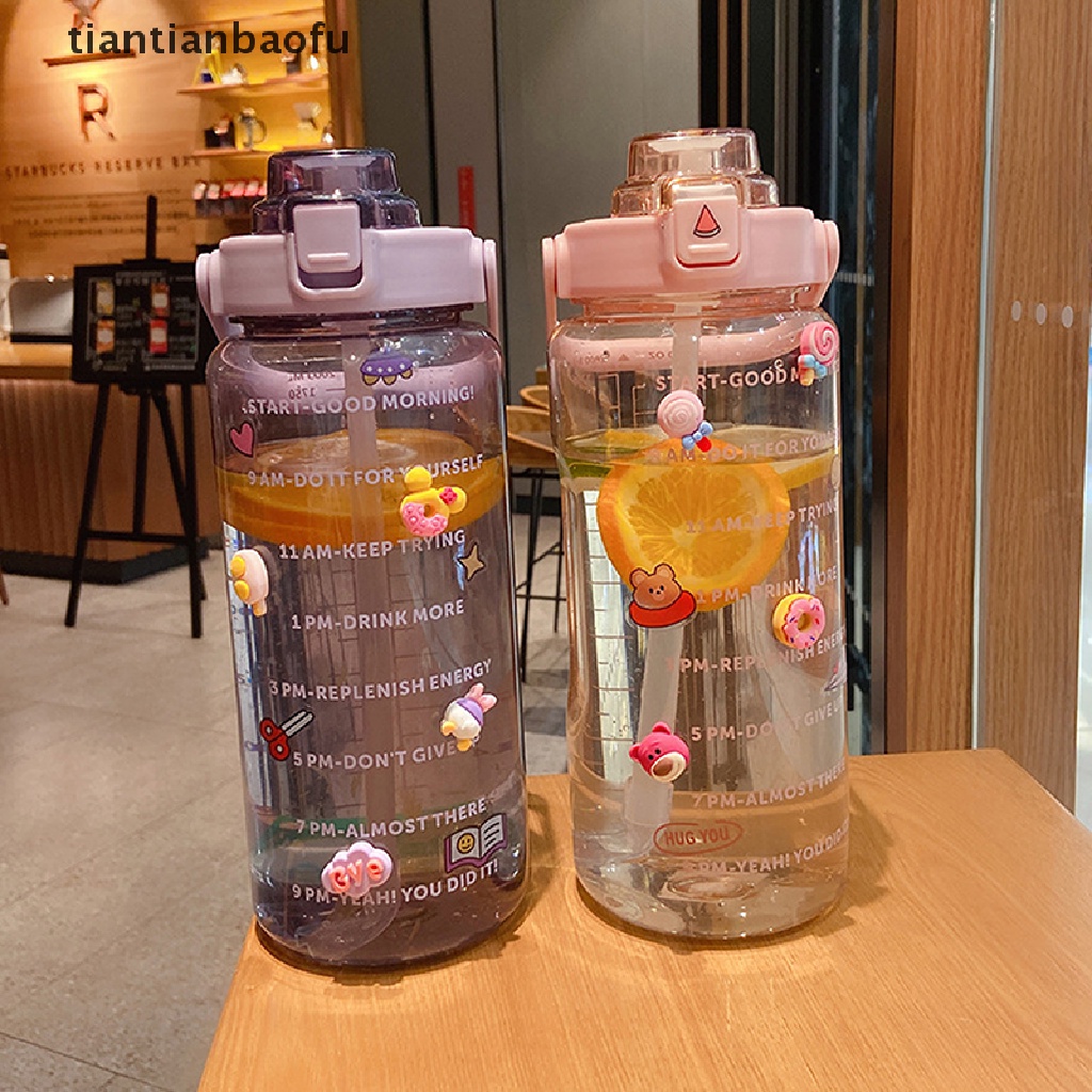 (Tianbaofu) Botol Air Minum 2L Portable Dengan Sedotan Untuk Olahraga / Fitness / Sepeda